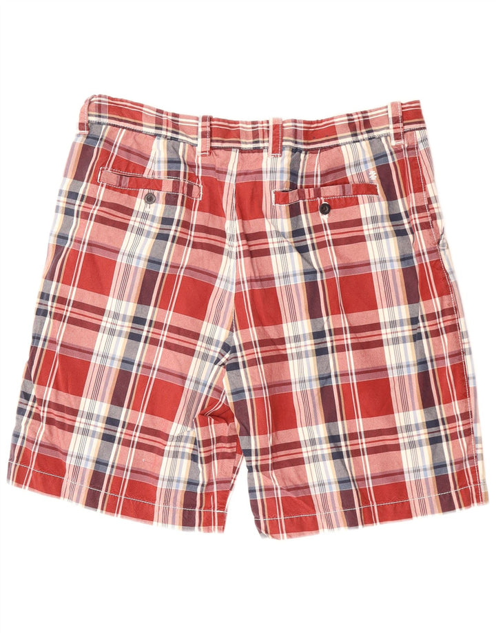 IZOD Short Chino Homme W38 XL Rouge à Carreaux Coton