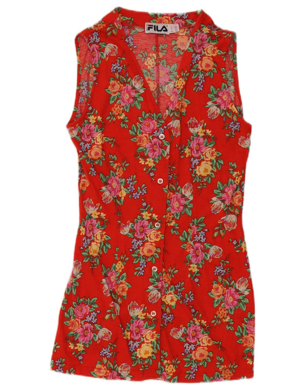 Fila Robe chemise sans manches pour femme IT 46 Large Orange Floral