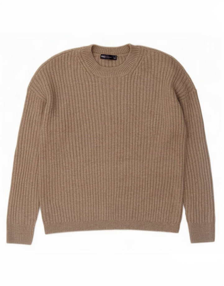 Marks & Spencer Pull à col rond pour femme UK 14 Marron moyen