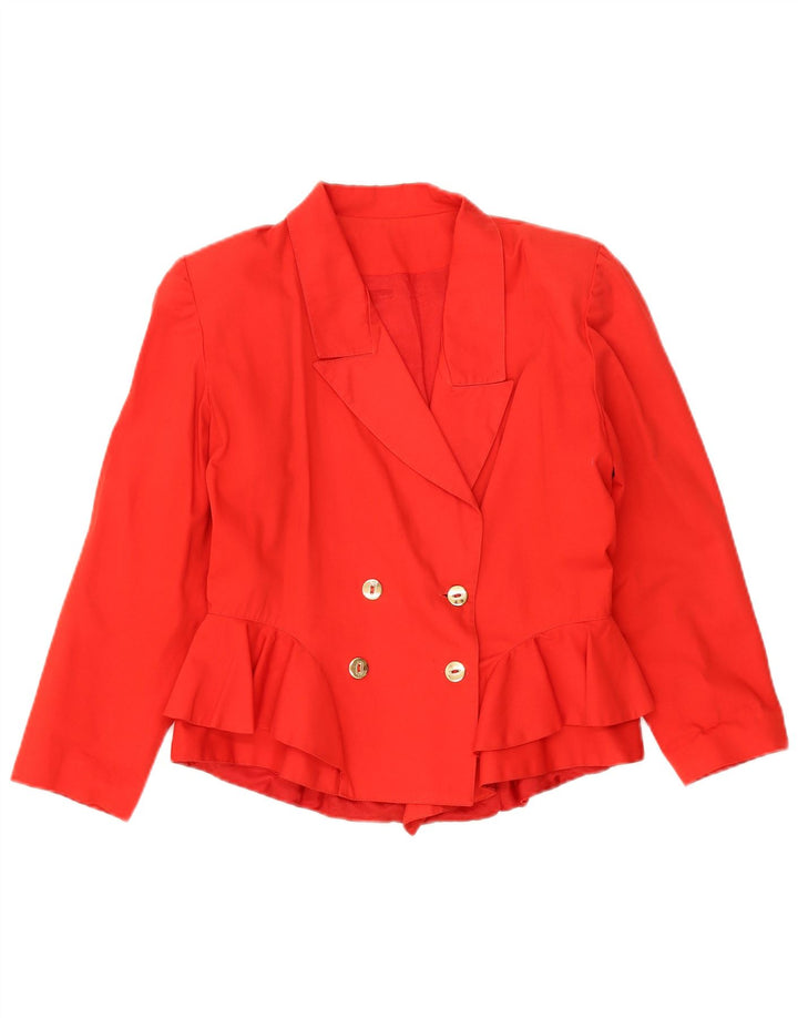 vintage Femme Double Breasted Blazer Veste UK 14 Rouge Moyen