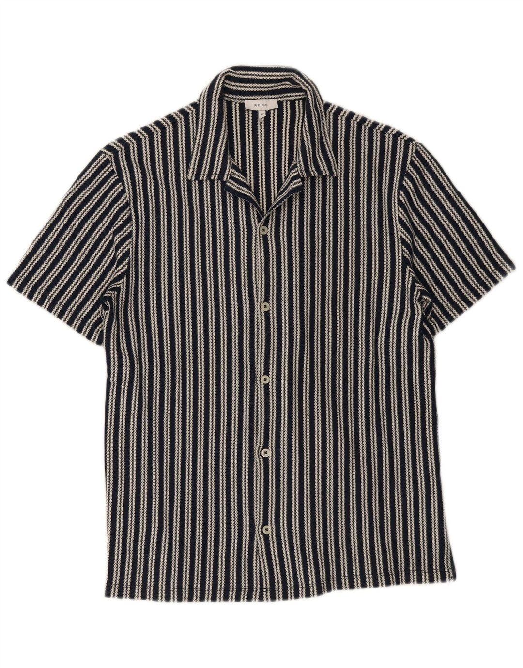 Reiss Chemise à Manches Courtes Homme Bleu Marine Rayé Coton