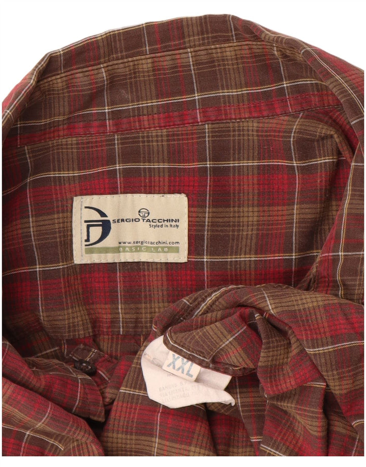 Sergio Tacchini Chemise Homme 2XL Marron Carreaux Coton