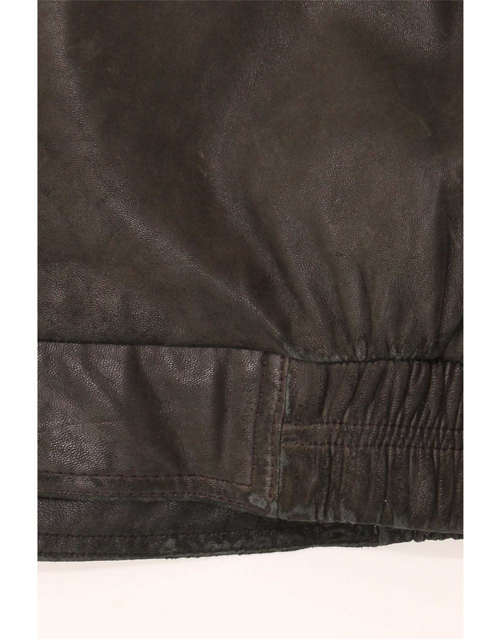 Itallo Veste en cuir pour homme UK 40 Large Noir