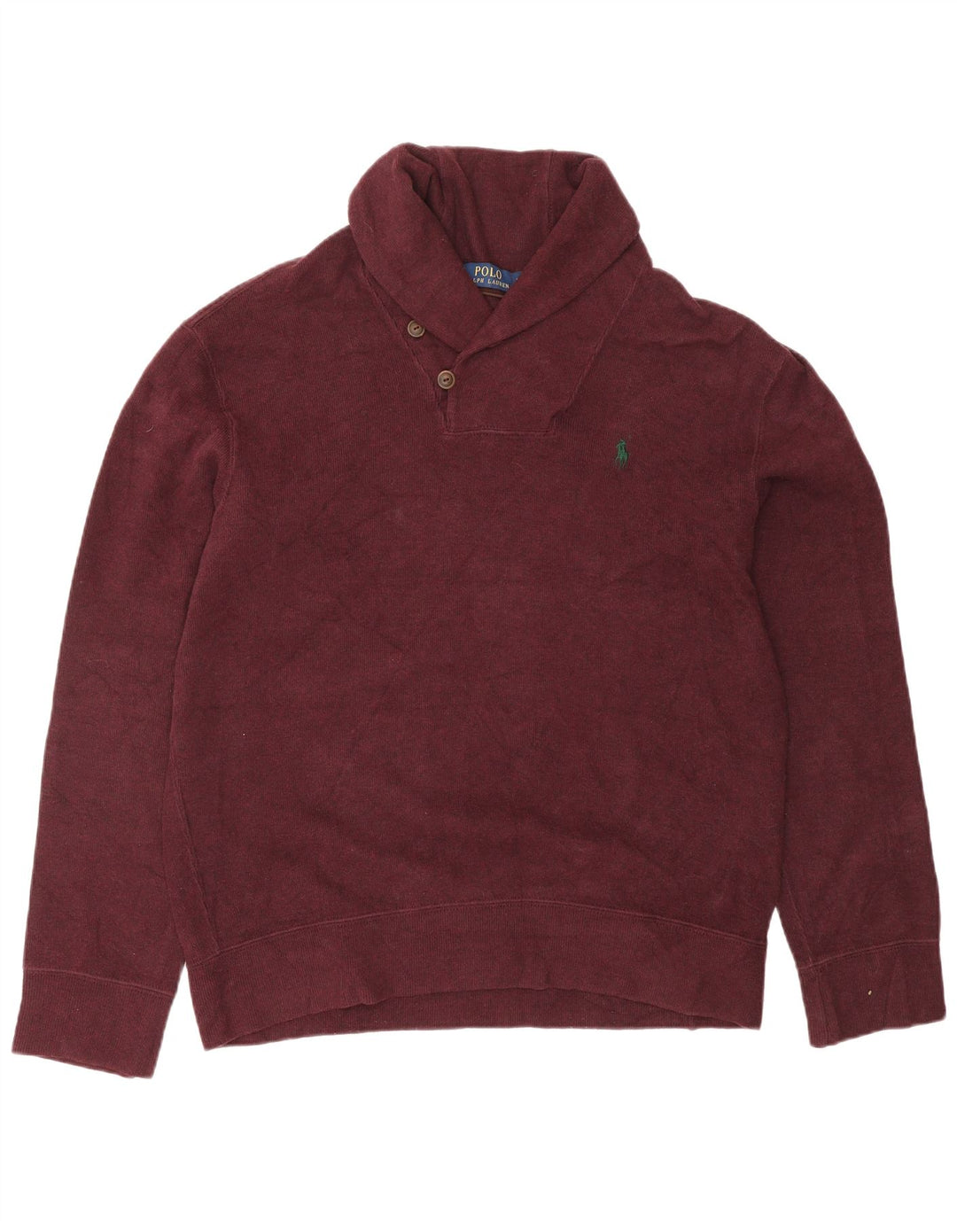 POLO RALPH LAUREN Pull à col châle pour homme en coton bordeaux moyen