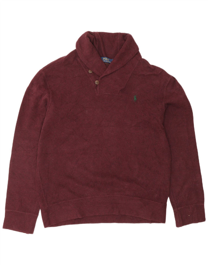 POLO RALPH LAUREN Pull à col châle pour homme en coton bordeaux moyen
