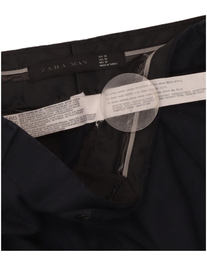 Zara Pantalon court homme EU 38 Small W30 L25 Bleu marine Polyester