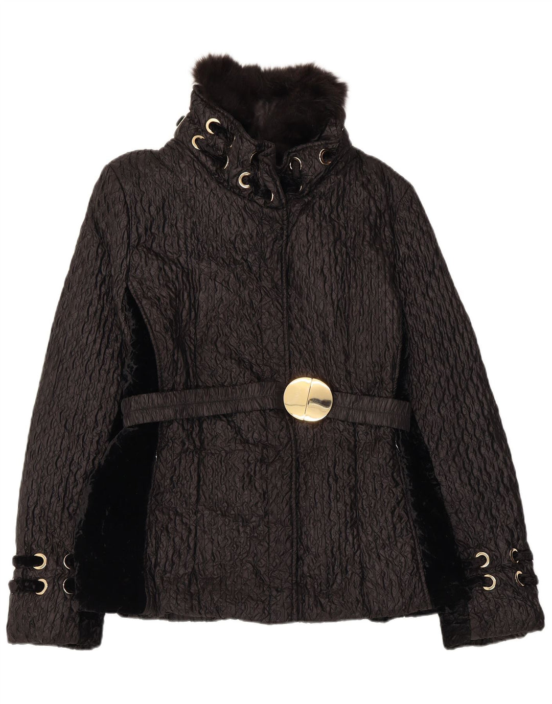 VINTAGE Veste matelassée Femme IT 50 XL Noir Viscose
