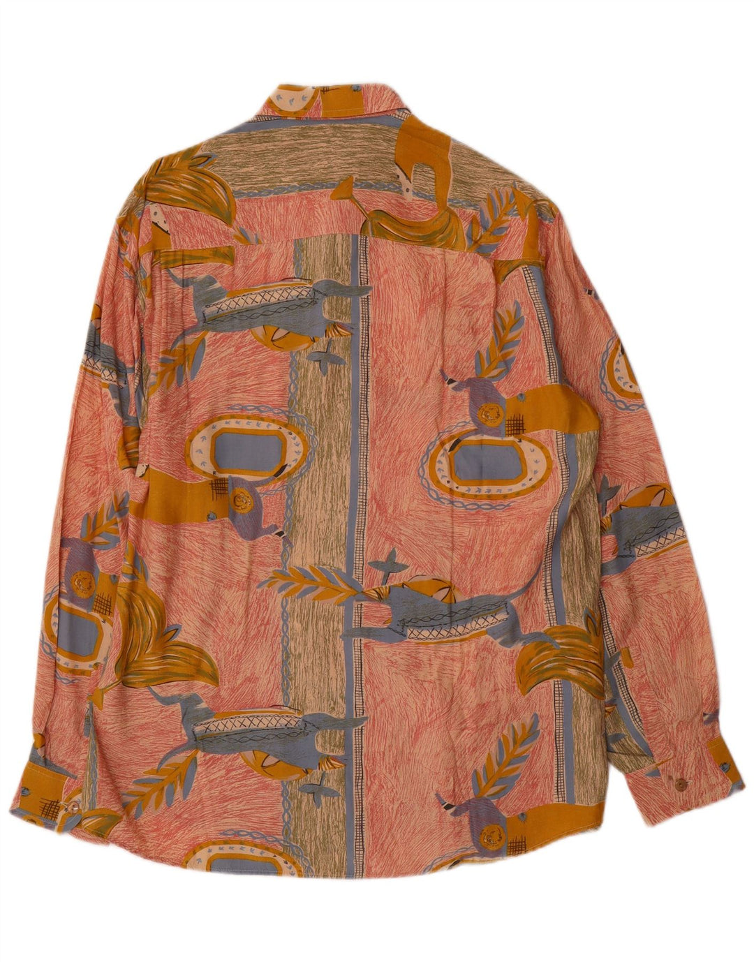 Chemise à motif abstrait vintage pour hommes grand rose