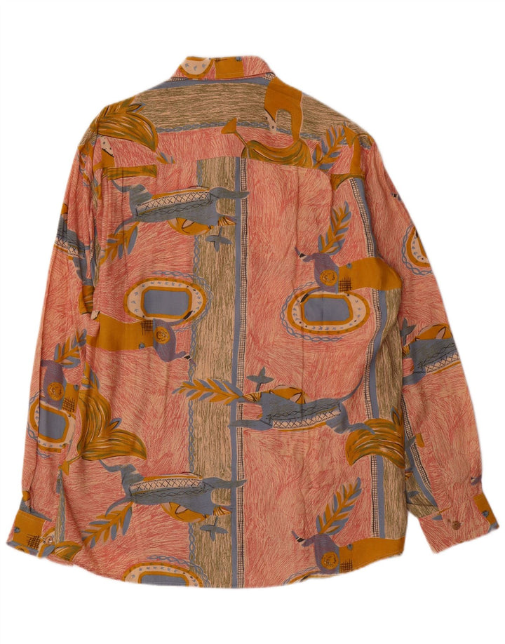 Chemise à motif abstrait vintage pour hommes grand rose