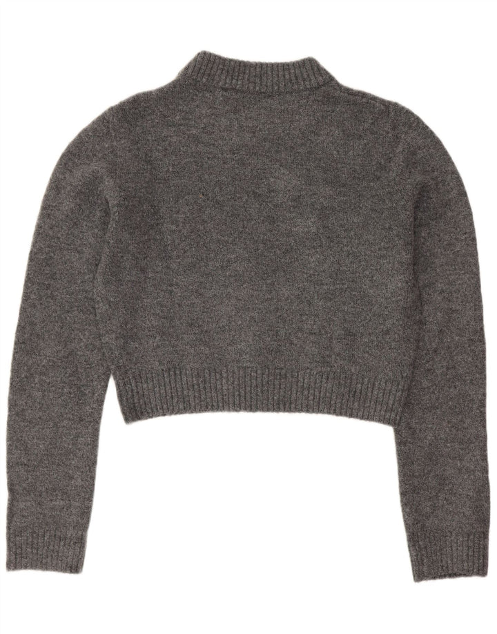 Zara Pull surdimensionné à col rond pour femme UK 10 Petit Gris