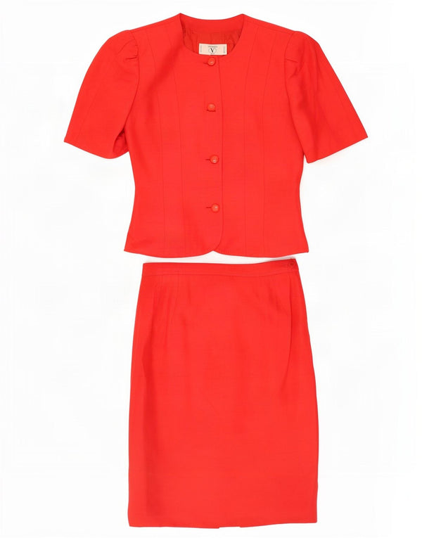 Valentino Ensemble jupe 2 pièces à manches courtes pour femme UK 10 Small W26 Rouge