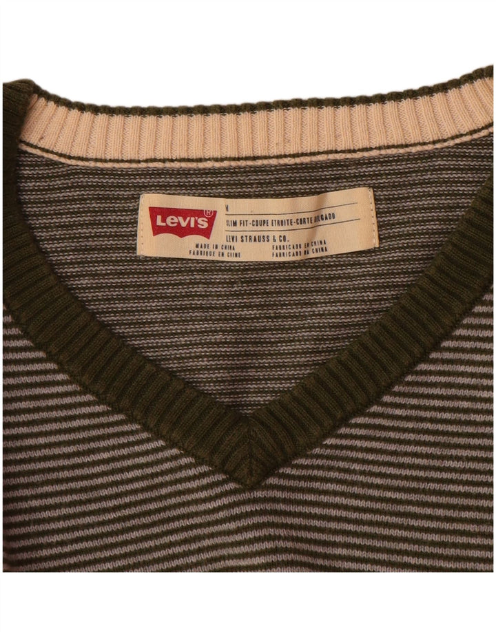 Levi's Pull Slim Fit Col V Homme Vert Moyen Rayures