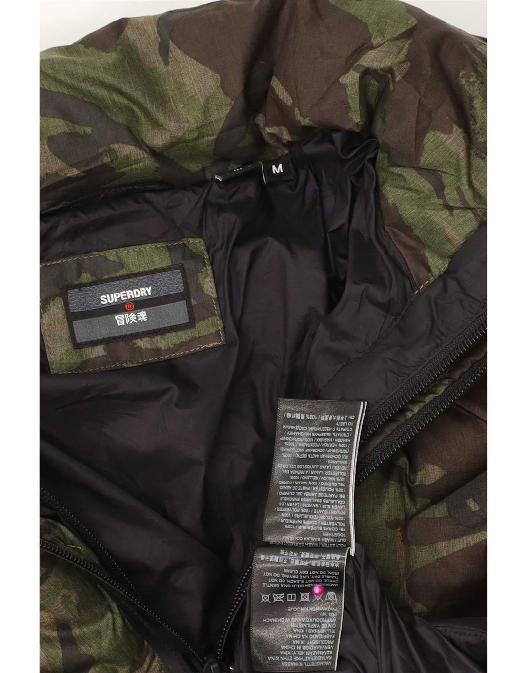 Superdry Veste matelassée à capuche pour hommes UK 38 Polyester vert camouflage moyen