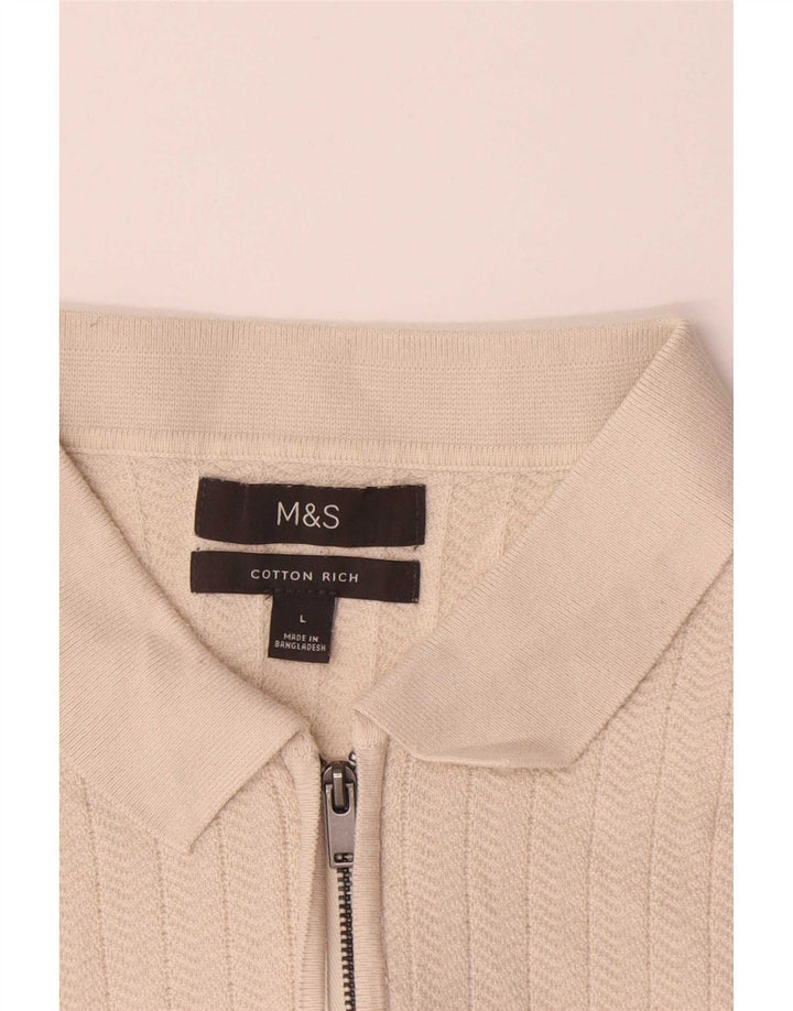 Marks & Spencer Polo homme grand coton à chevrons beige