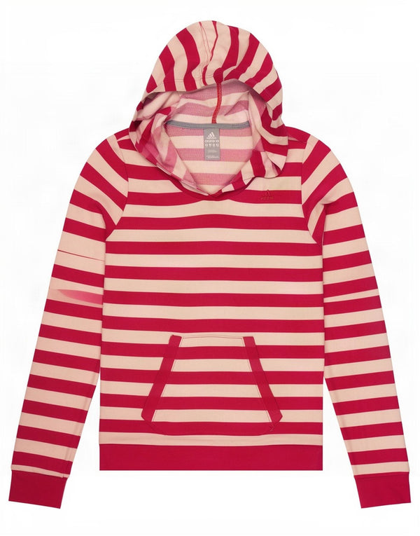 Adidas Climalite Sweat à capuche pour femme UK 14 en coton rayé rose moyen