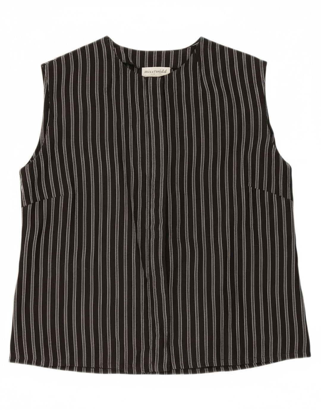 Misstwidd Chemisier sans manches pour femme IT 46 Grand lin rayé noir