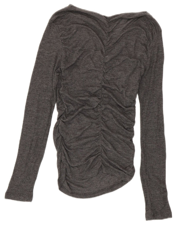 ZARA Femme Chemisier Top UK 12 Gris Moyen Polyester