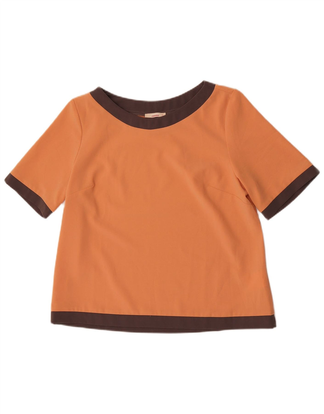 Carrera Femmes Crop Blouse Top UK 10 Petit Orange Colorblock Polyester