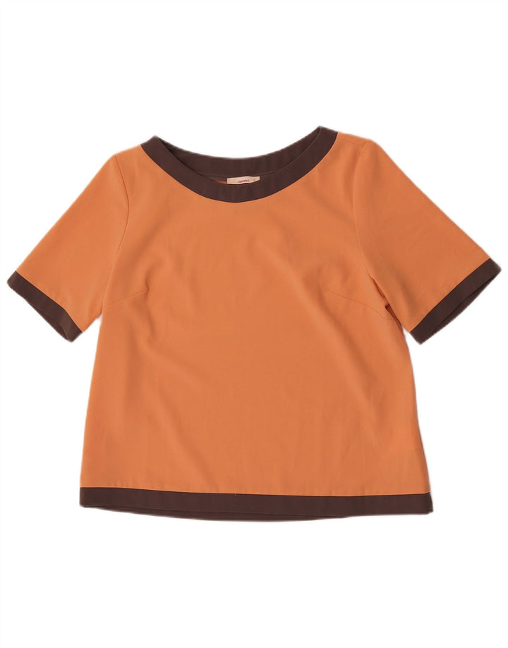 Carrera Femmes Crop Blouse Top UK 10 Petit Orange Colorblock Polyester