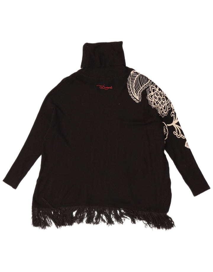 Desigual Pull à manches 3/4 et col roulé pour femme - Taille 44 - Noir moyen
