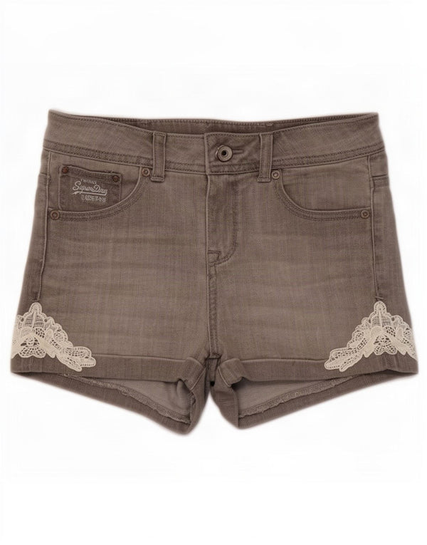 Superdry Short En Jean W25 XS Gris Coton Femme