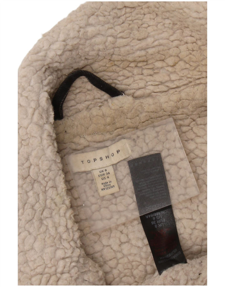 Topshop Veste en jean sherpa surdimensionnée pour femme UK 8 Small Noir Classique