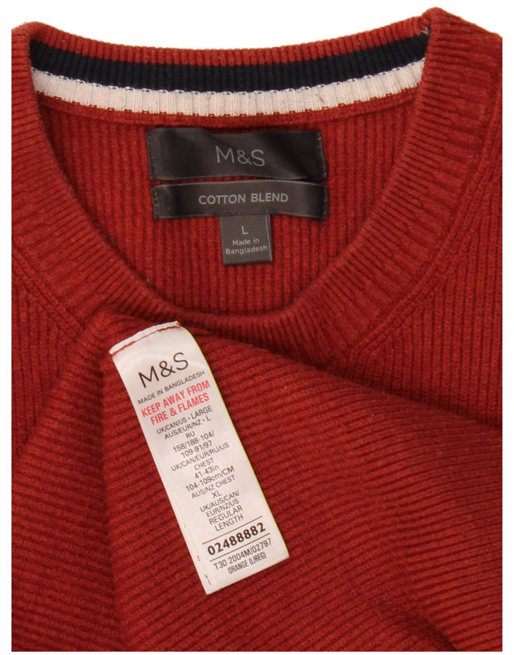 Marks & Spencer Pull à col rond pour homme en polyester orange Taille L