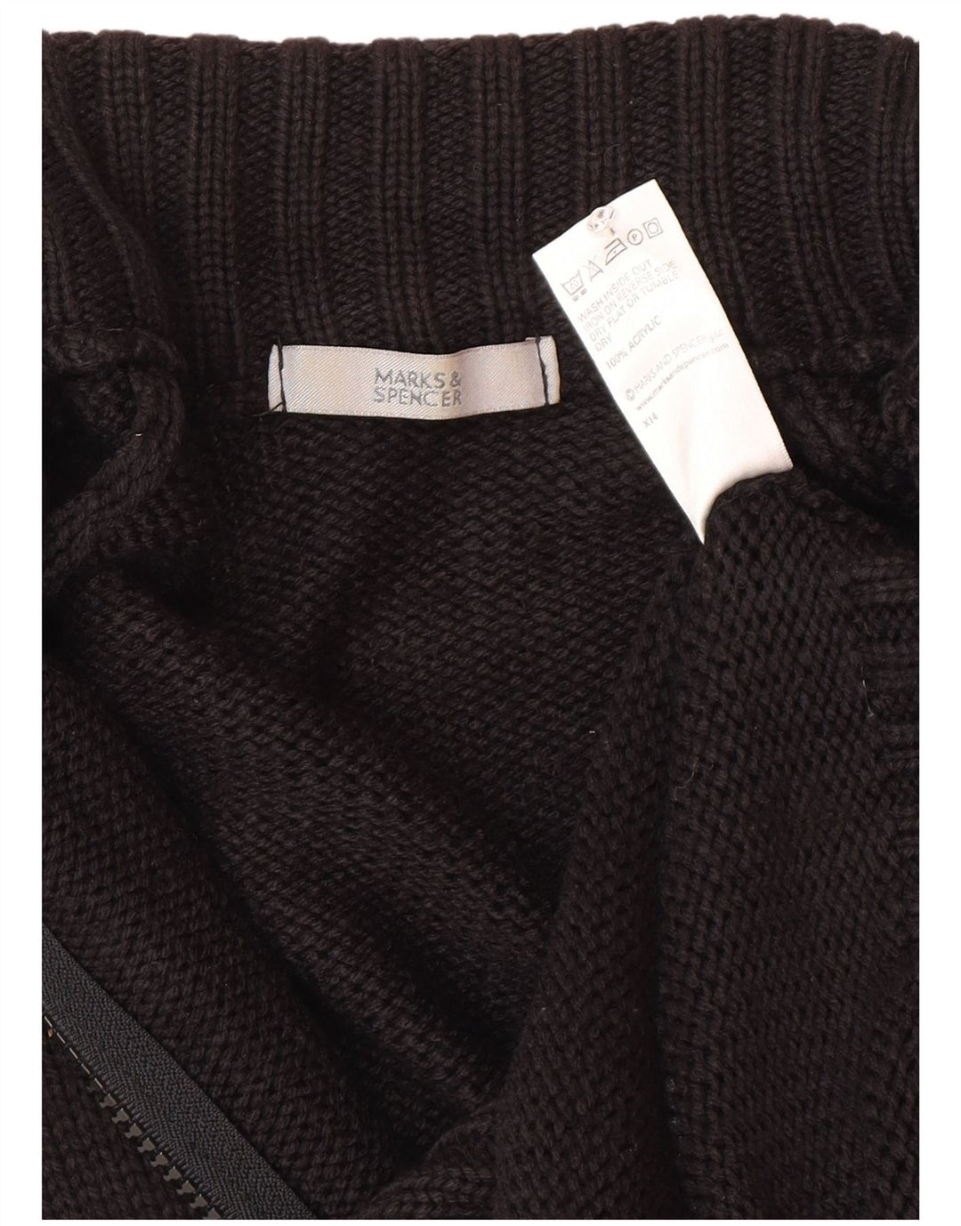 Marks & Spencer Pull Cardigan Femme UK 14 Acrylique Noir Moyen