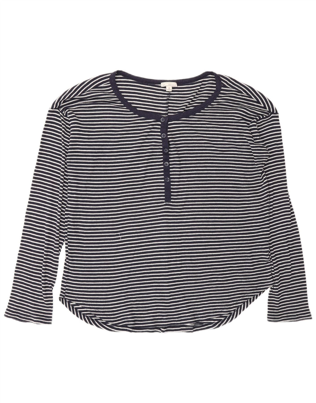 Gas Top Femme Manches Longues UK 44 Medium Bleu Marine Rayé Polyester