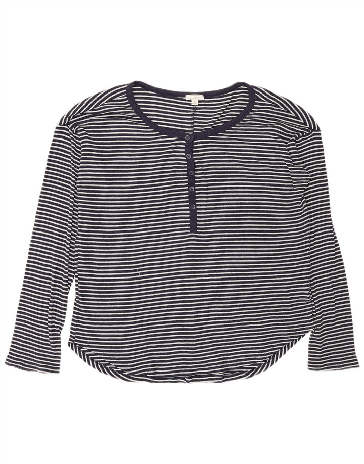 Gas Top Femme Manches Longues UK 44 Medium Bleu Marine Rayé Polyester