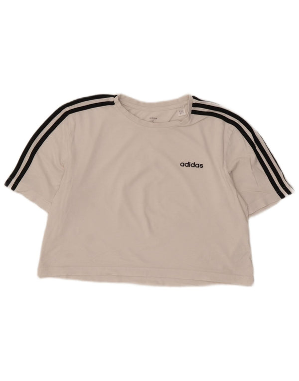 Adidas T-shirt court surdimensionné pour femme UK 8/10 Petit coton blanc