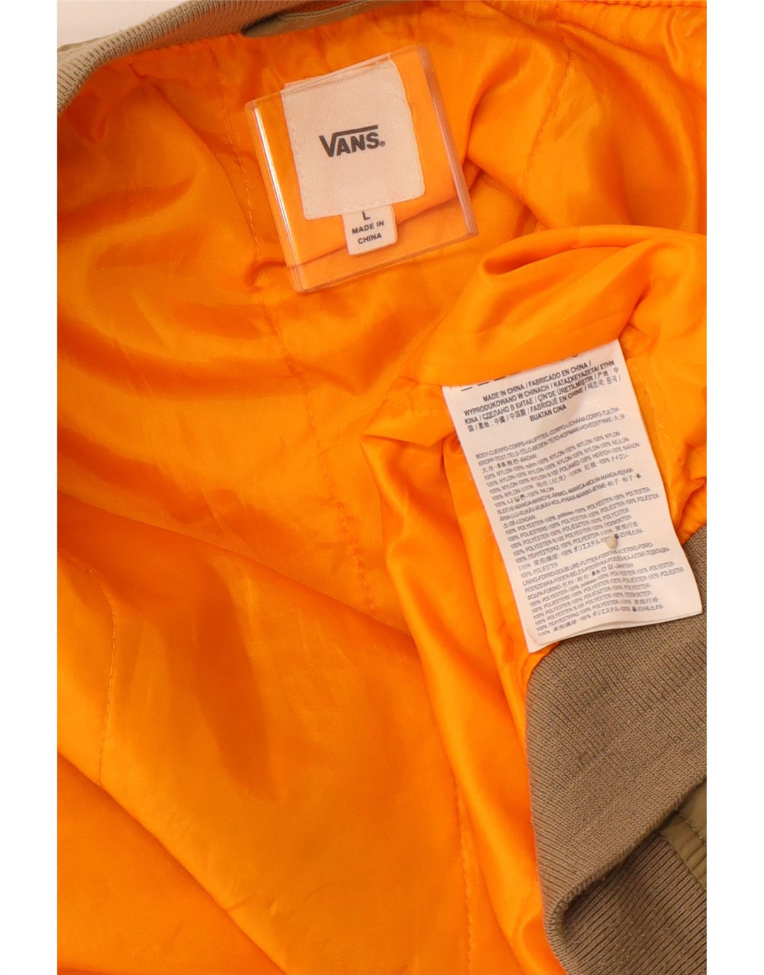 VANS Bomber Jacket Garçon 12-13 ans Large Kaki Nylon