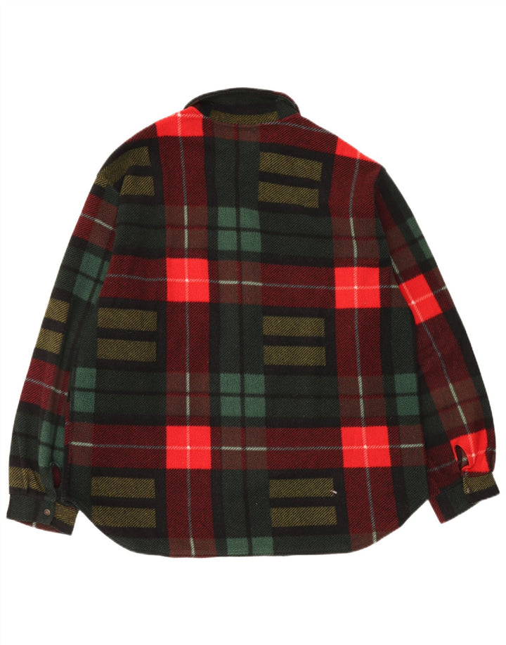 vintage Mens Overshirt Fleece Shirt Grand Multicolore Check Polyester