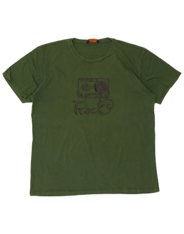 Trussardi Jeans T-Shirt Graphique Homme Top 2XL Vert