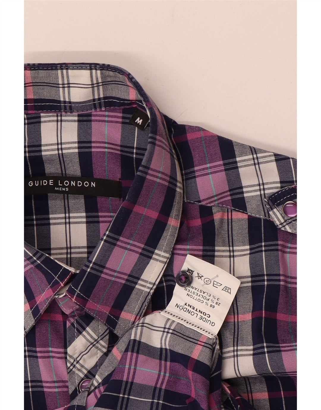 Guide London Chemise Militaire Homme Violet Moyen Carreaux Coton