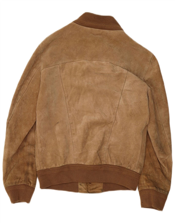 Veste Bomber En Daim Vintage Homme IT 46 Petit Beige