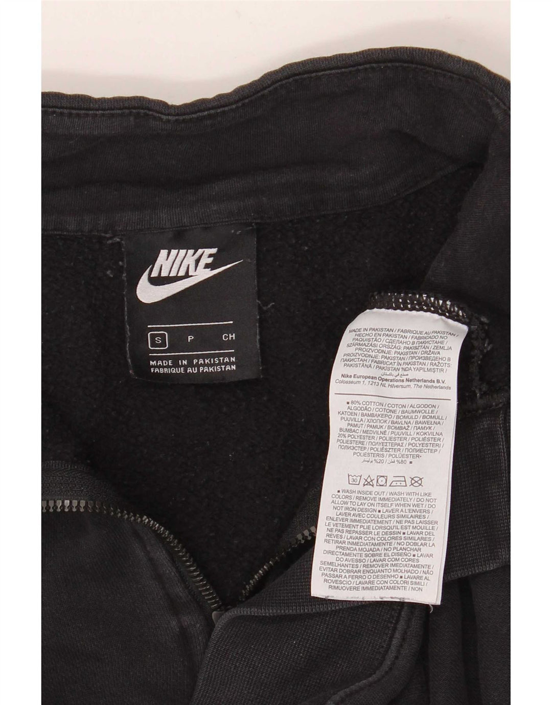 Nike Sweat-shirt surdimensionné à fermeture éclair 1/4 pour femme UK 10 Petit coton noir