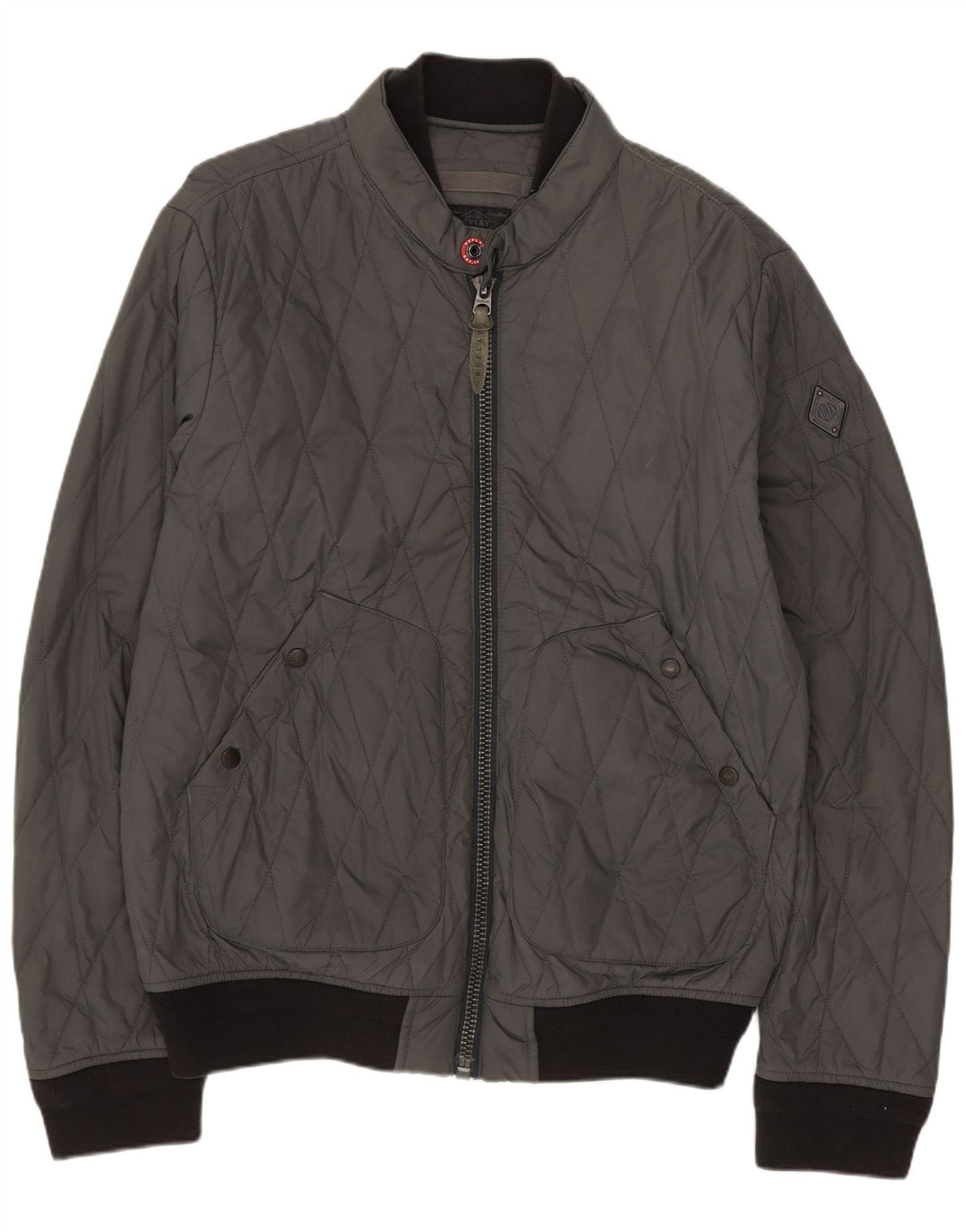 Replay Veste matelassée pour homme UK 40 Large Gris Colorblock Polyamide