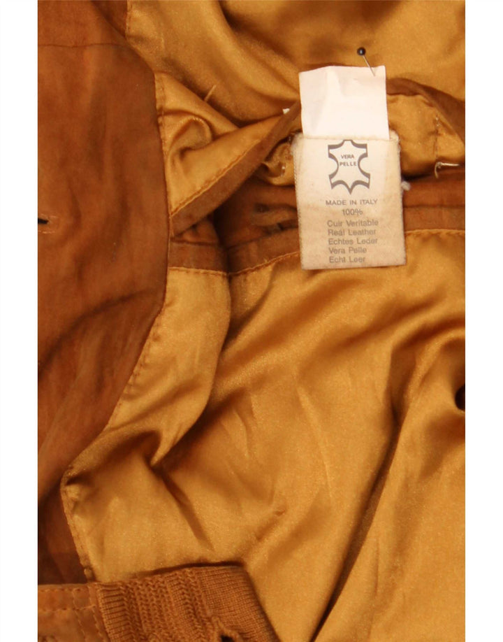Veste Bomber En Daim Vintage Homme IT 48 Cuir Beige Moyen
