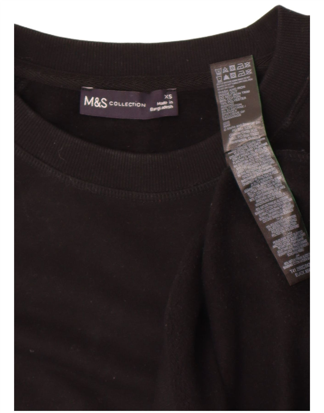 Marks & Spencer Sweat-shirt surdimensionné pour femme UK 6 XS Noir Coton