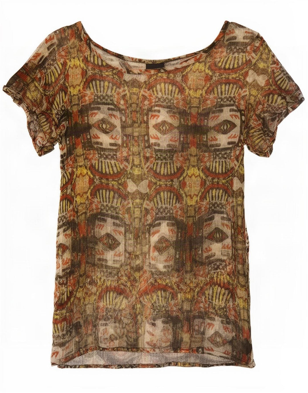 Desigual Chemisier à motif abstrait pour femme UK 8 Small Kaki Viscose