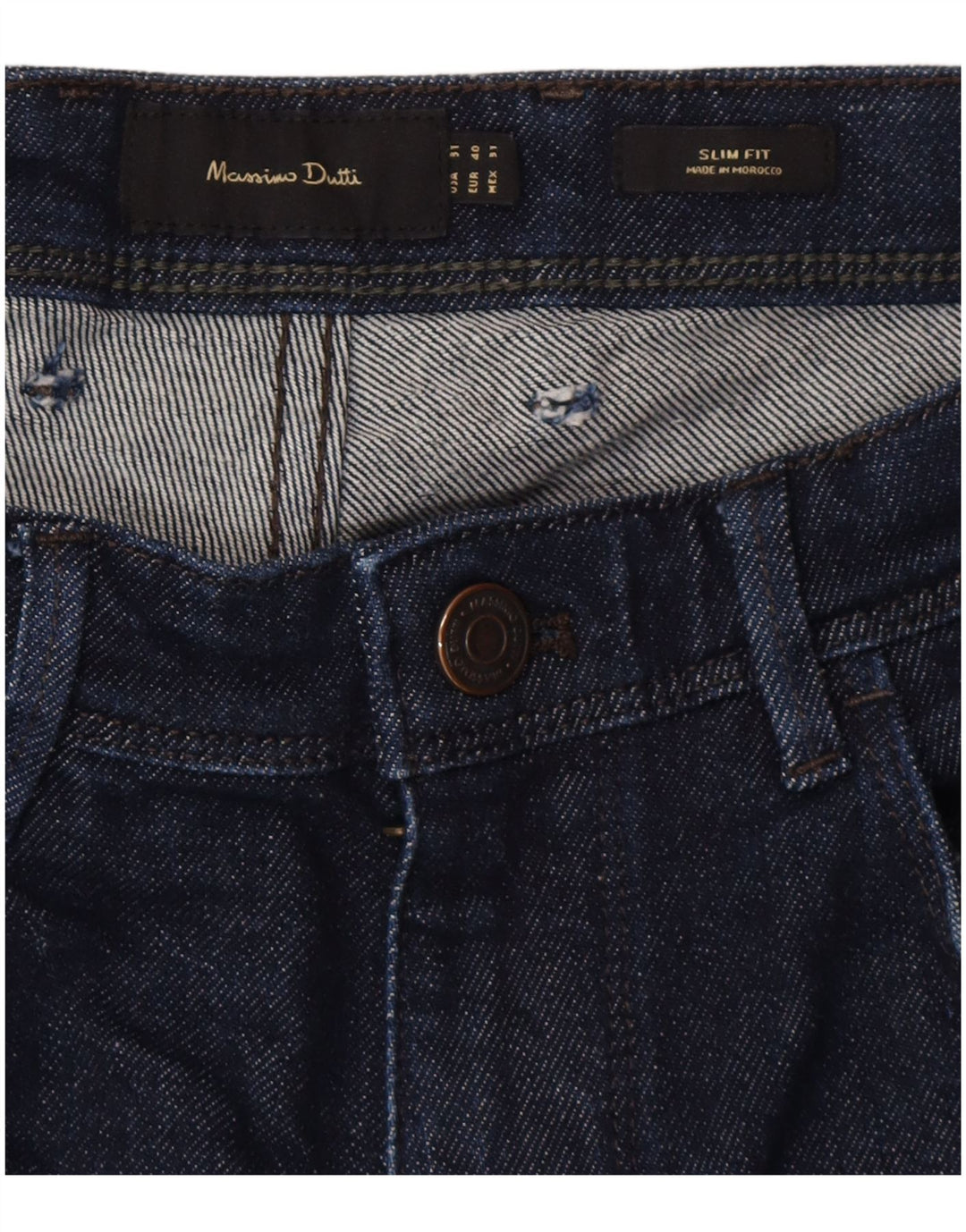 Massimo Dutti Jean Slim Homme EU 40 Moyen W31 L28 Bleu Marine Coton