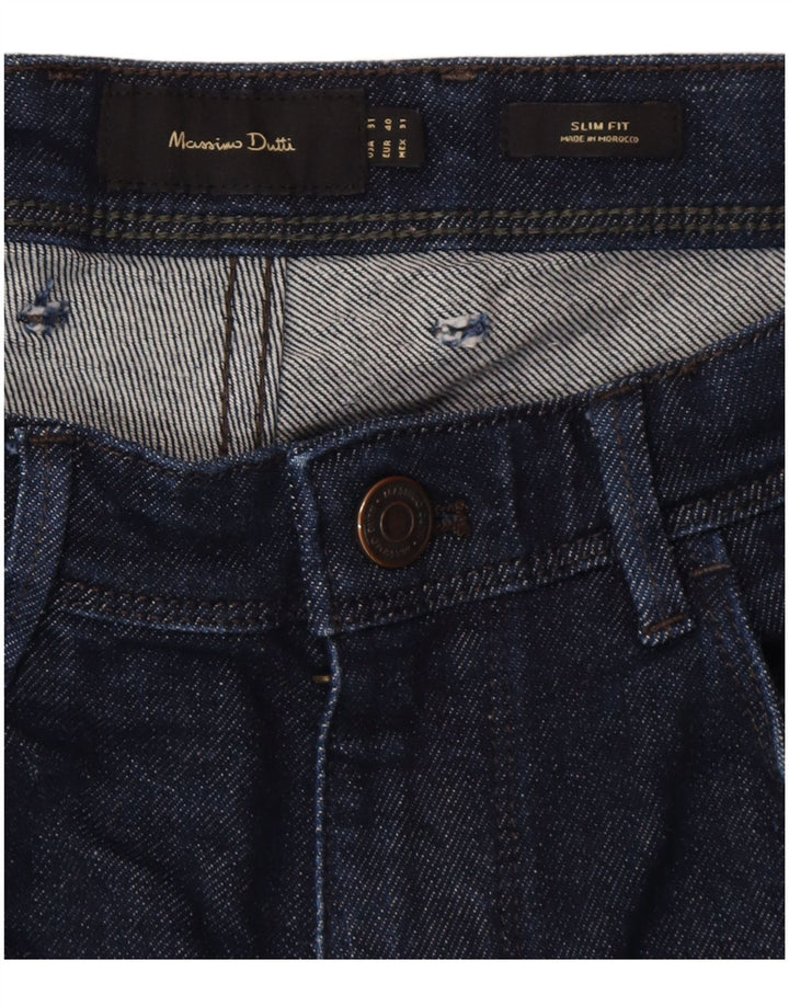 Massimo Dutti Jean Slim Homme EU 40 Moyen W31 L28 Bleu Marine Coton