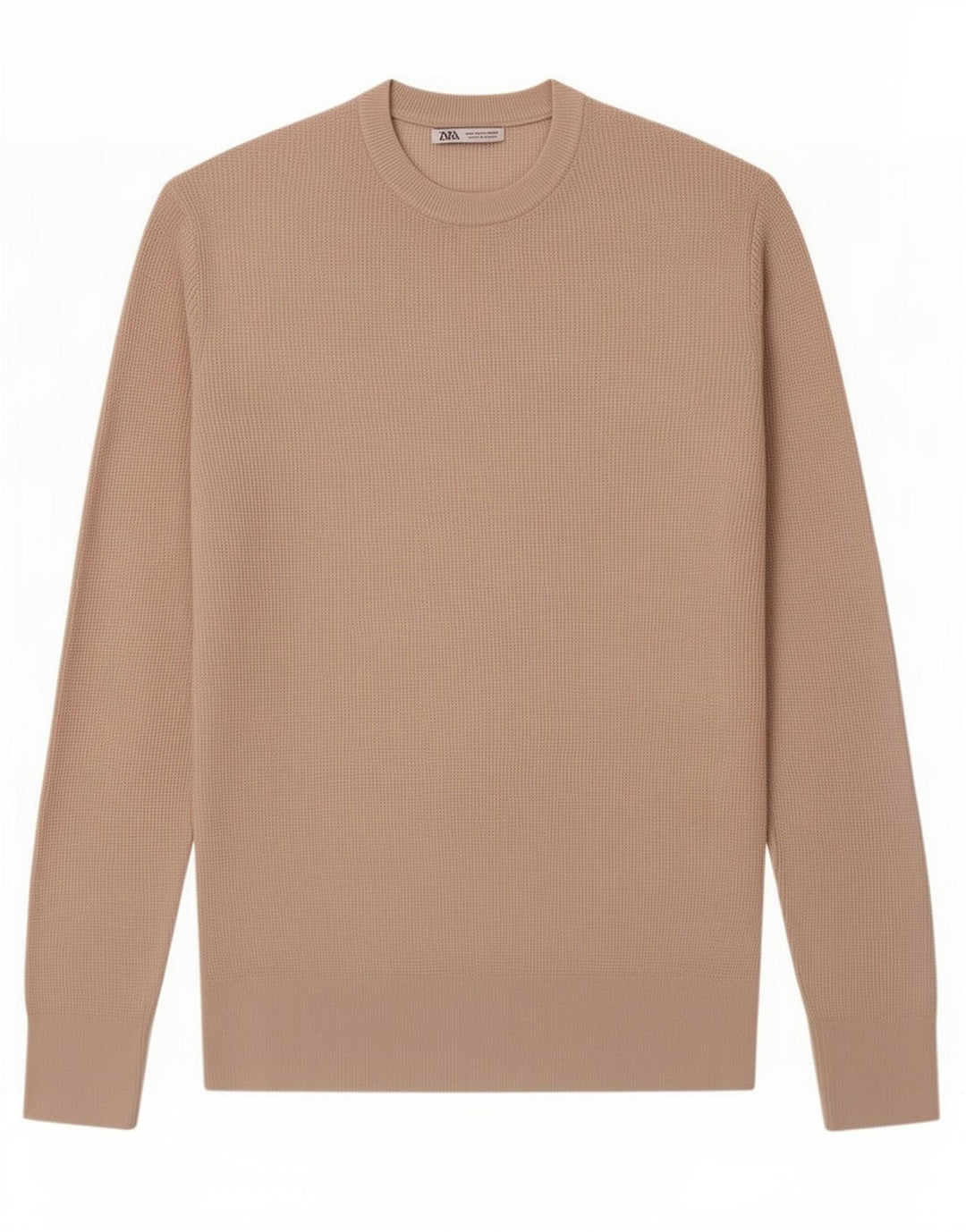 Zara Pull Col Rond Homme Beige Moyen