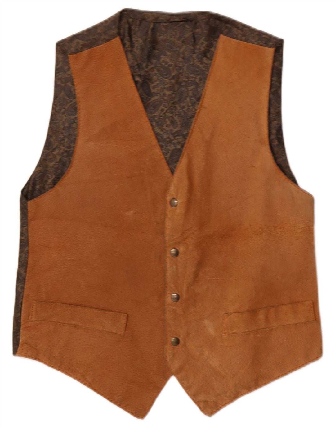 gilet en daim vintage pour homme petit cuir marron
