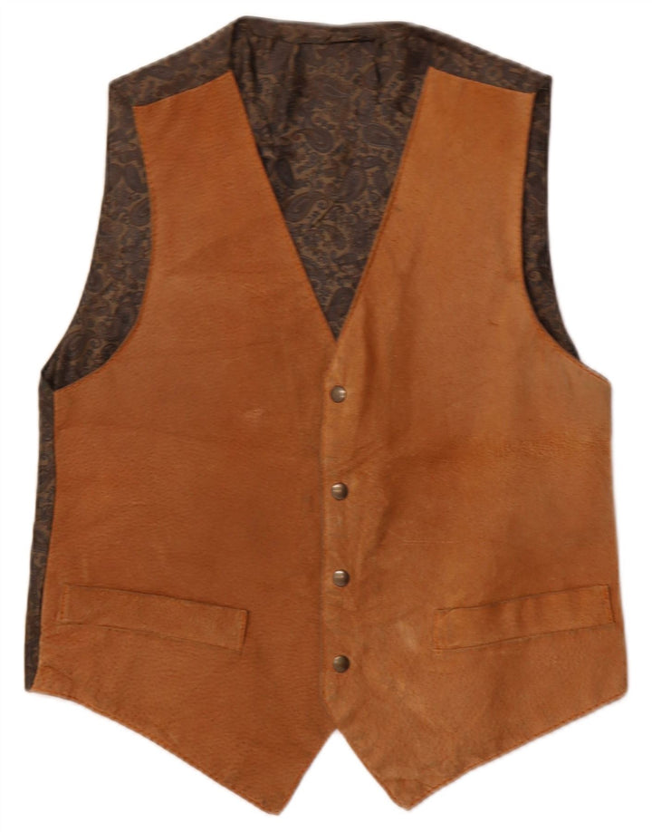 gilet en daim vintage pour homme petit cuir marron