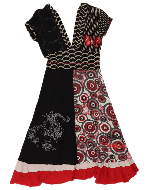 Desigual Robe trapèze graphique pour femme UK 10 Small Multicolore Géométrique