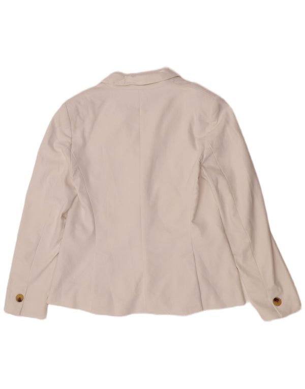 Zara Veste Blazer 1 Bouton Femme UK 14 Grand Coton Blanc