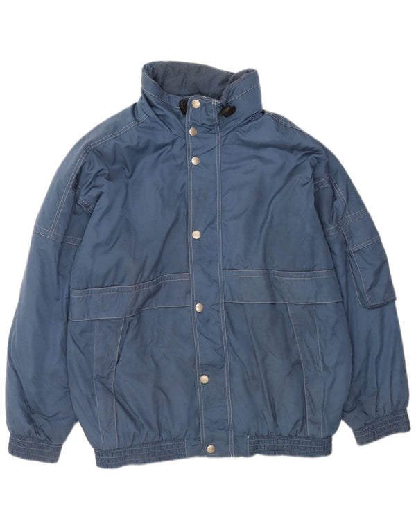 vintage Mens Loose Fit Coupe-vent Veste UK 40 Grand Bleu Polyester