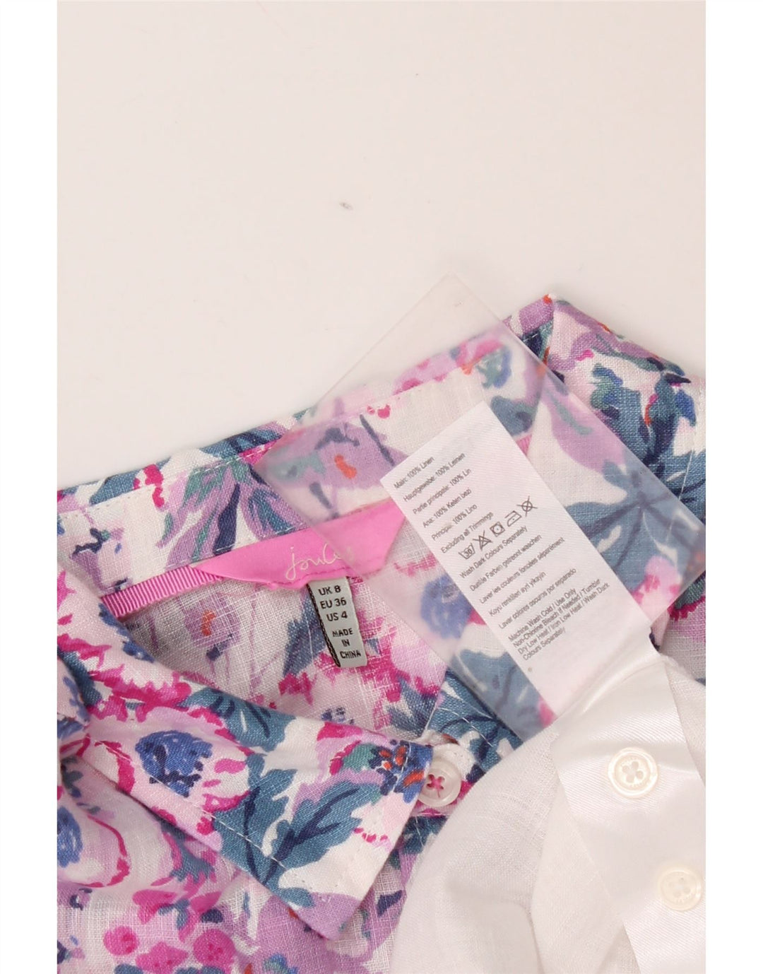 Joules Chemise Oversize Femme UK 8 Petit Lin Floral Blanc